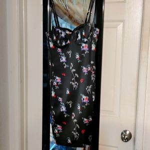 Black and multicolor flower dress.